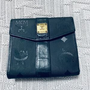 VIntage MCM black coated canvas fold wallet